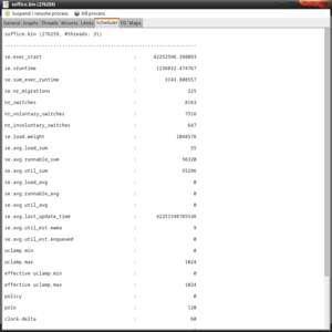Linproman's Processwindow shows scheduler-stuff of an application